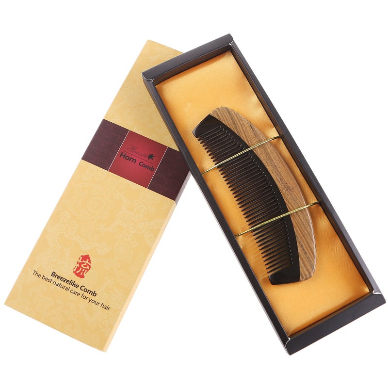 Breezelike Hair Comb - Wooden Fine Tooth Comb for Women, Men and Kids - No Static Sandalwood Buffalo Horn Comb - Image 4